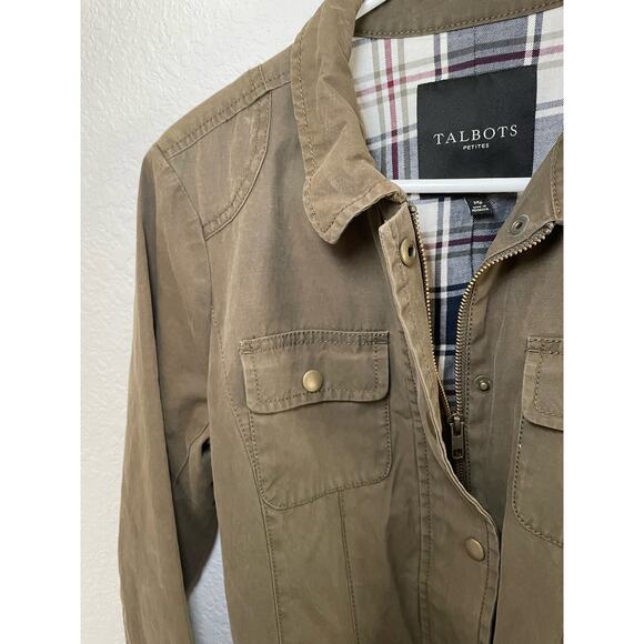 Talbots Olive Green Jacket Womens size medium petite EUC Fall Comfy Jacket - Picture 4 of 7